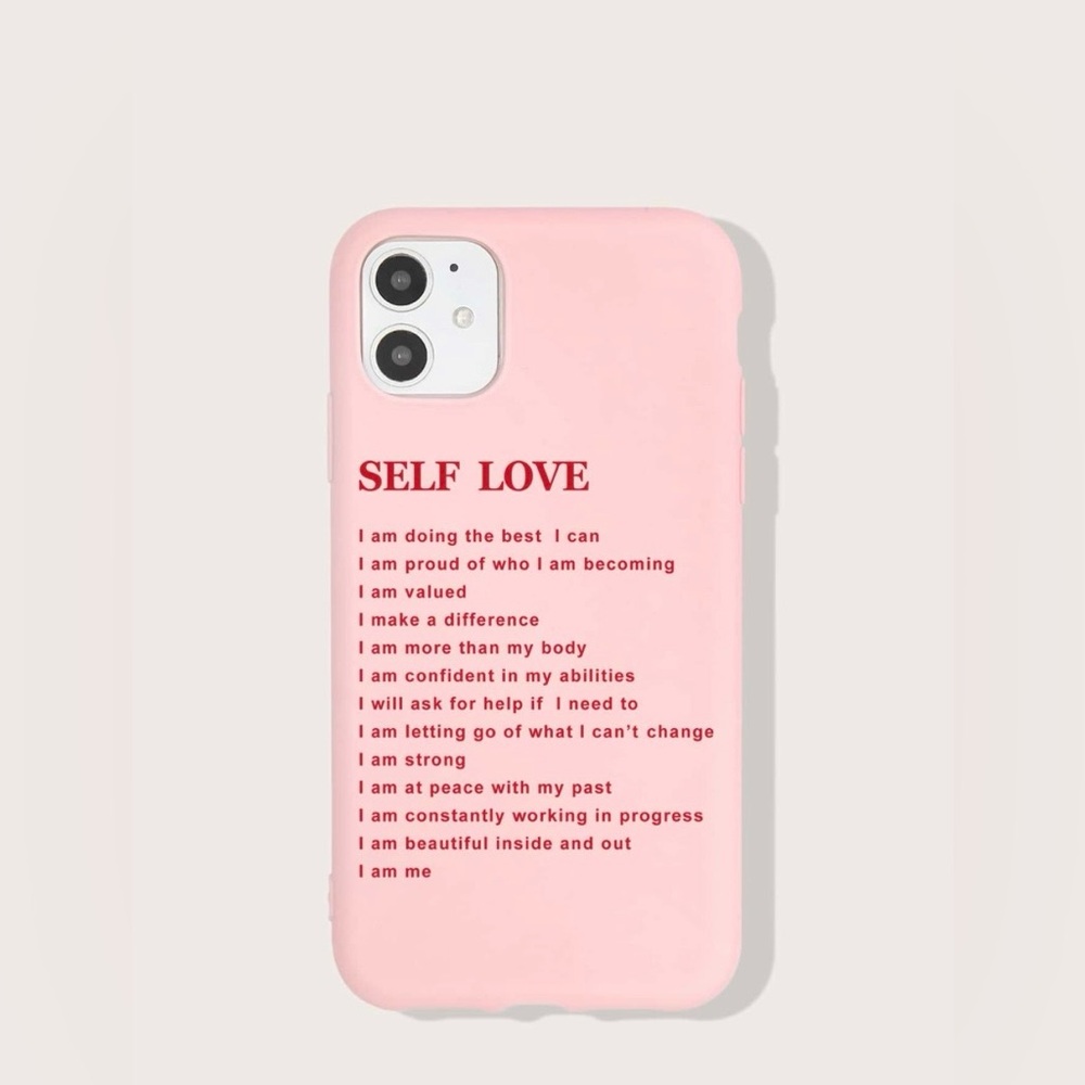 New Self Love iPhone 11 Case Soft Affirmations Pink Red Lightweight TPU
